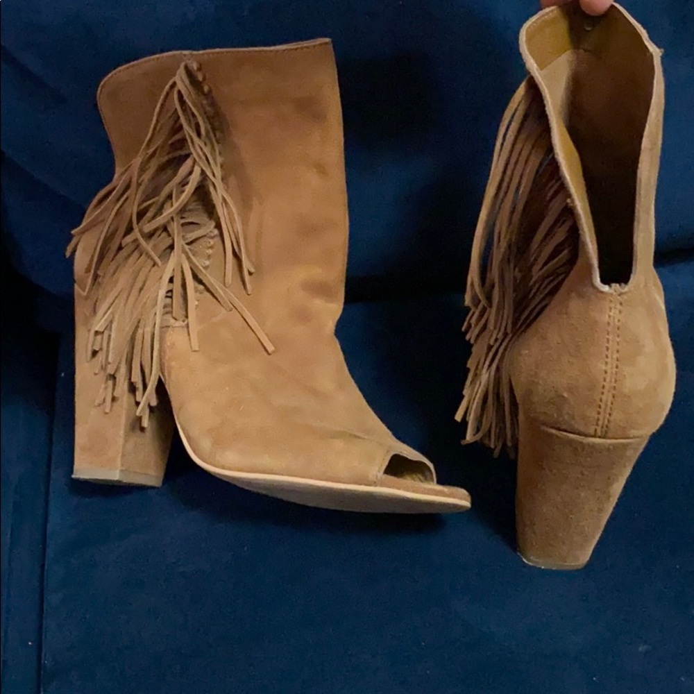 Peep Toe Suede Bootie - image 1